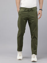 Men's Dark Olive Cotton Caribbean Slim Fit Solid 5 Pocket Cross Pocket Trouser